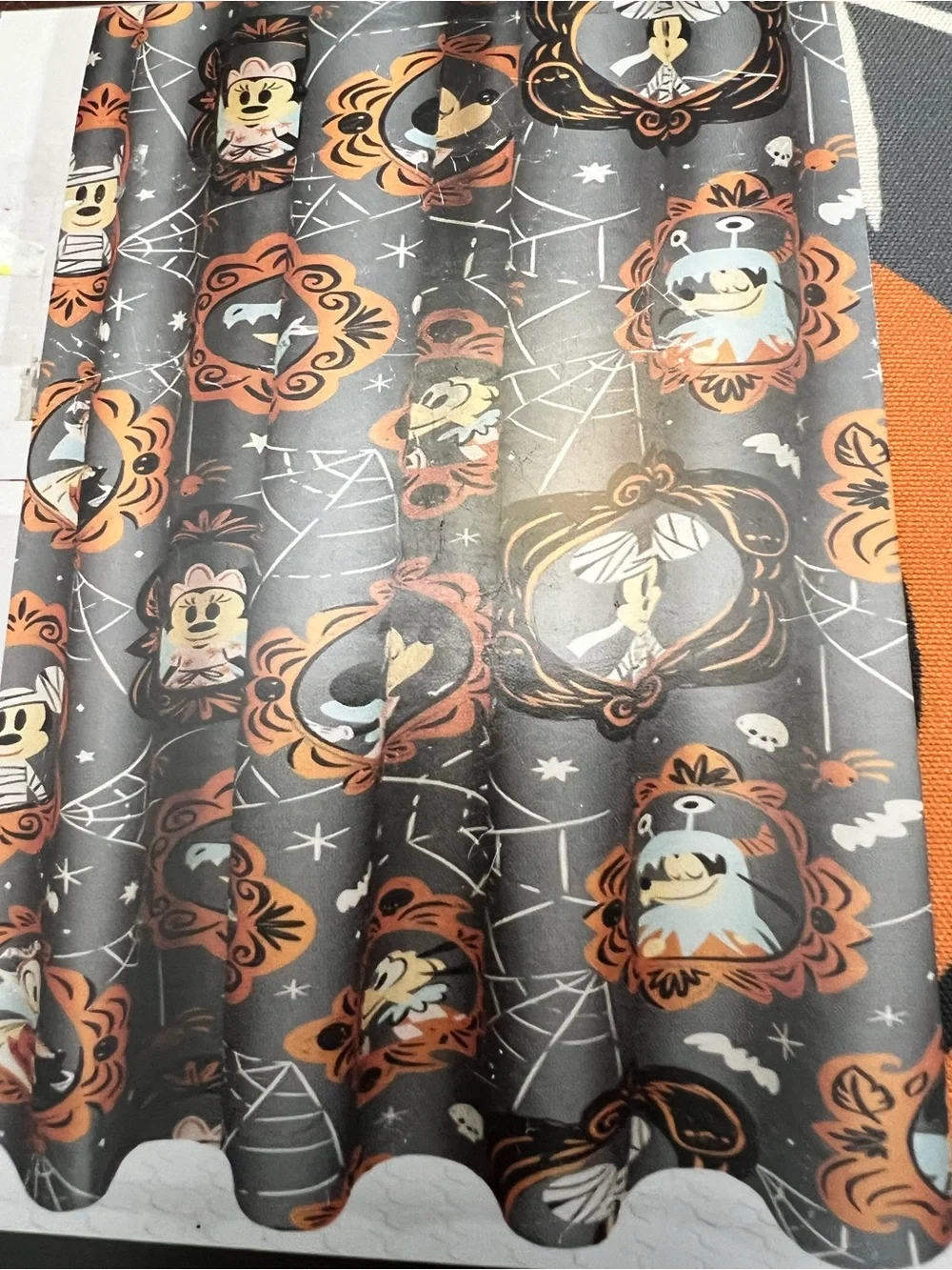 Disney Gray and Orange Halloween Character Shower Curtain